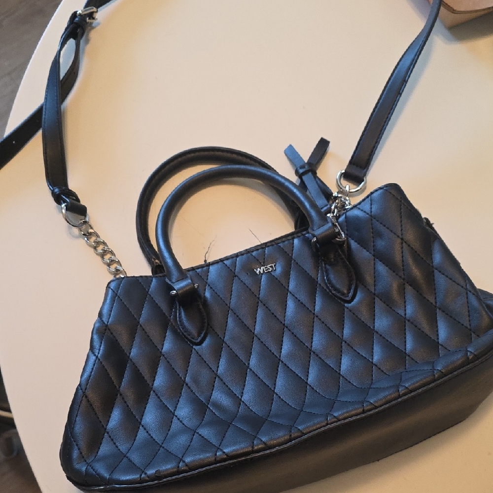 Nine West Black Quilted Satchel Bag
